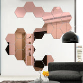3D Hexagonal Acrylic Mirror Stickers